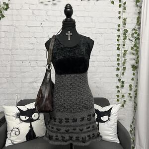 Vintage Cheerly made in Italy lolita goth velour and wool textured dress 42 / S